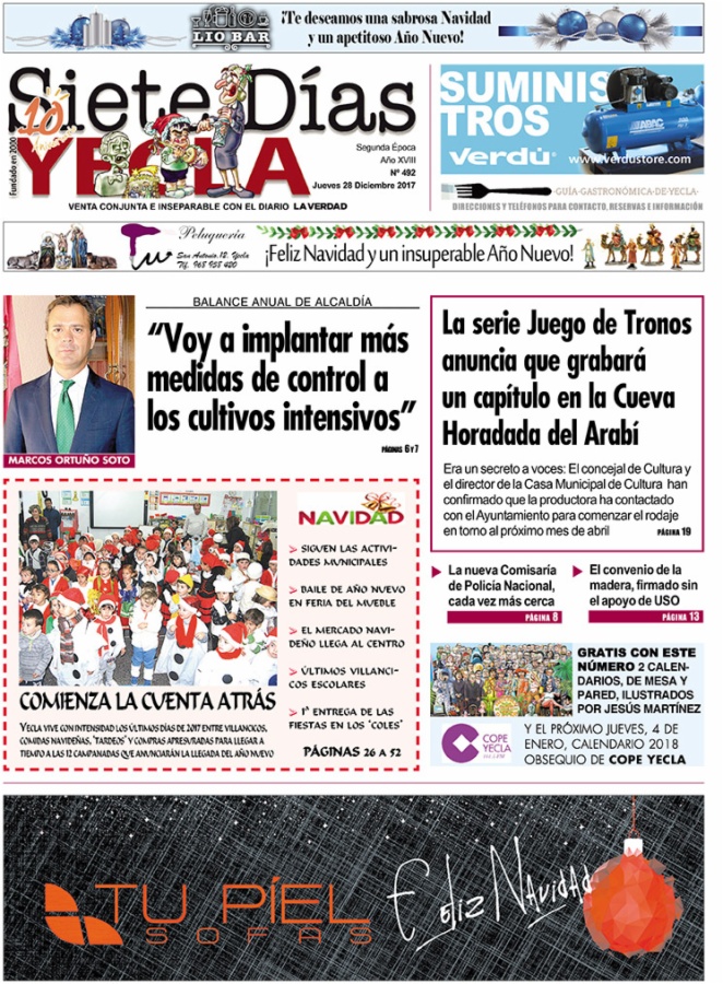 SIETE DÍAS YECLA – Edición nº 492 – Jueves 28 de diciembre de 2017