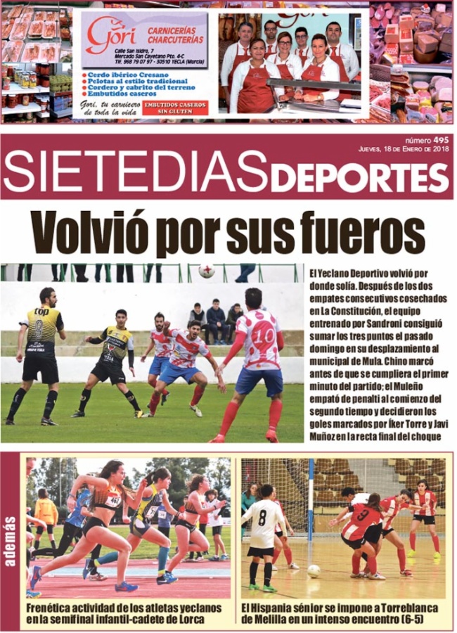 Deportes SIETE DÍAS YECLA – Jueves 18 de enero de 2017