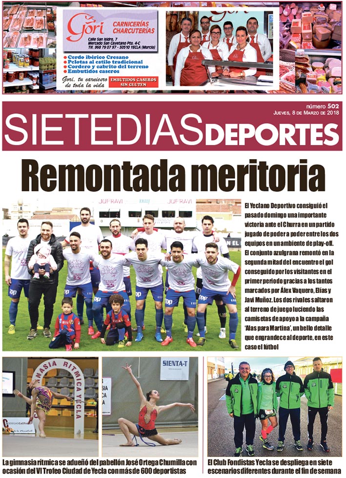 Deportes SIETE DÍAS YECLA – Jueves 8 de marzo de 2018