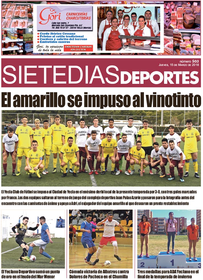 Deportes SIETE DÍAS YECLA – Jueves 15 de marzo de 2018