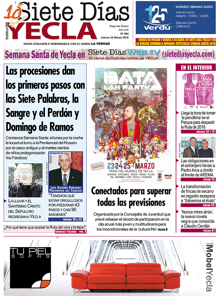 SIETE DÍAS YECLA – Edición nº 504 – Jueves 22 de marzo de 2018