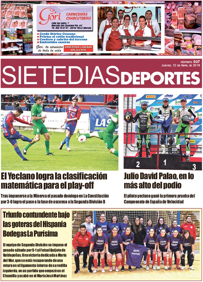 Deportes SIETE DÍAS YECLA – Jueves 12 de abril de 2018