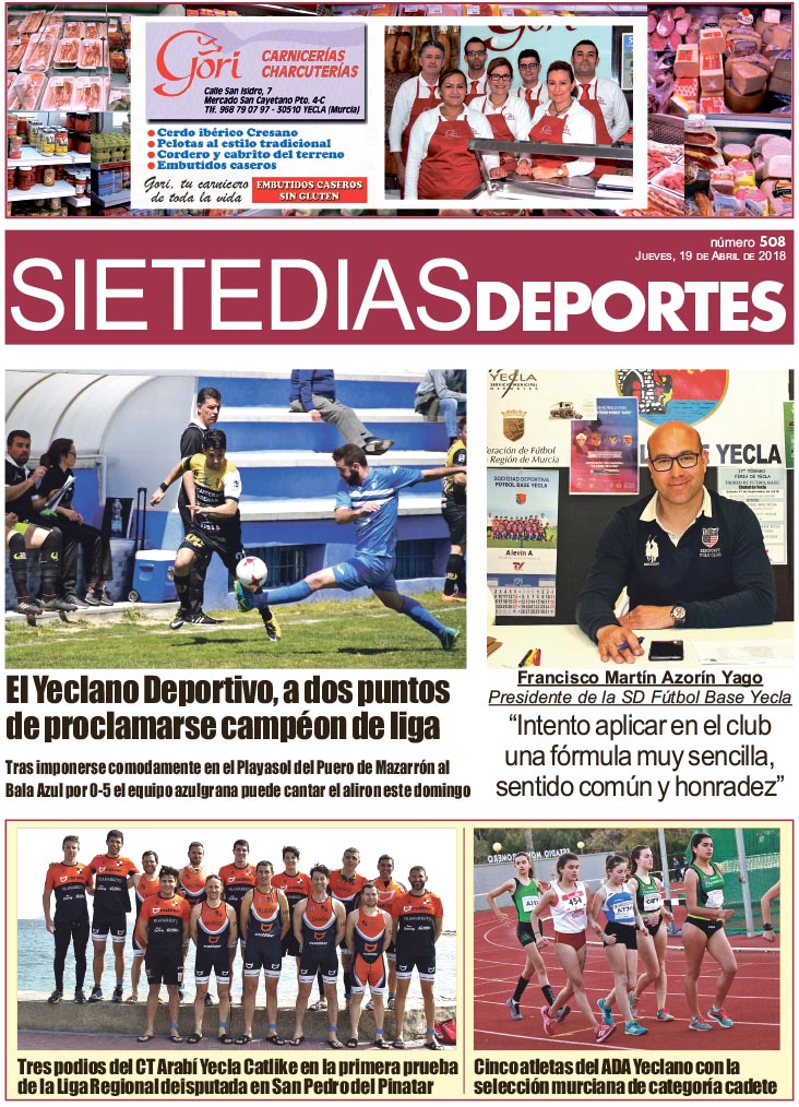 Deportes SIETE DÍAS YECLA – Jueves 19 de abril de 2018