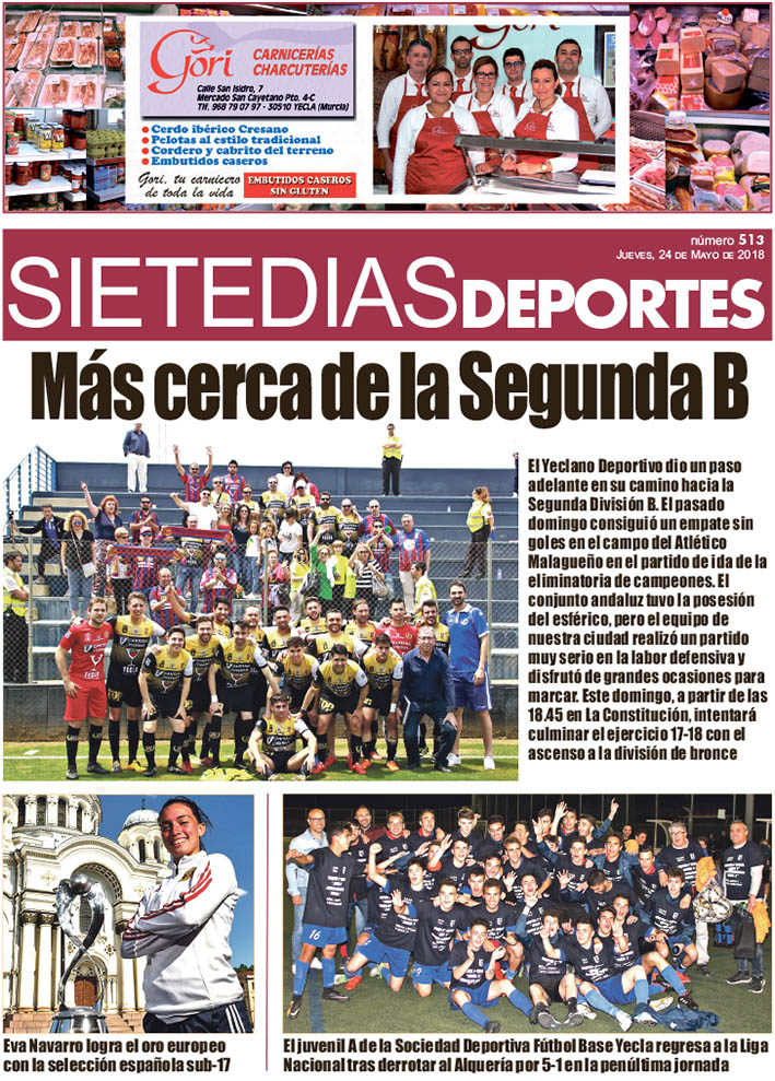 Deportes SIETE DÍAS YECLA – Jueves 24 de mayo de 2018