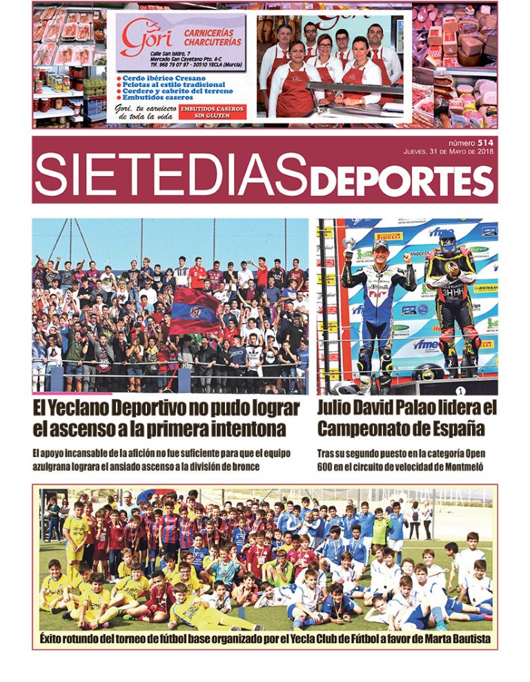 Deportes SIETE DÍAS YECLA – Jueves 31 de mayo de 2018