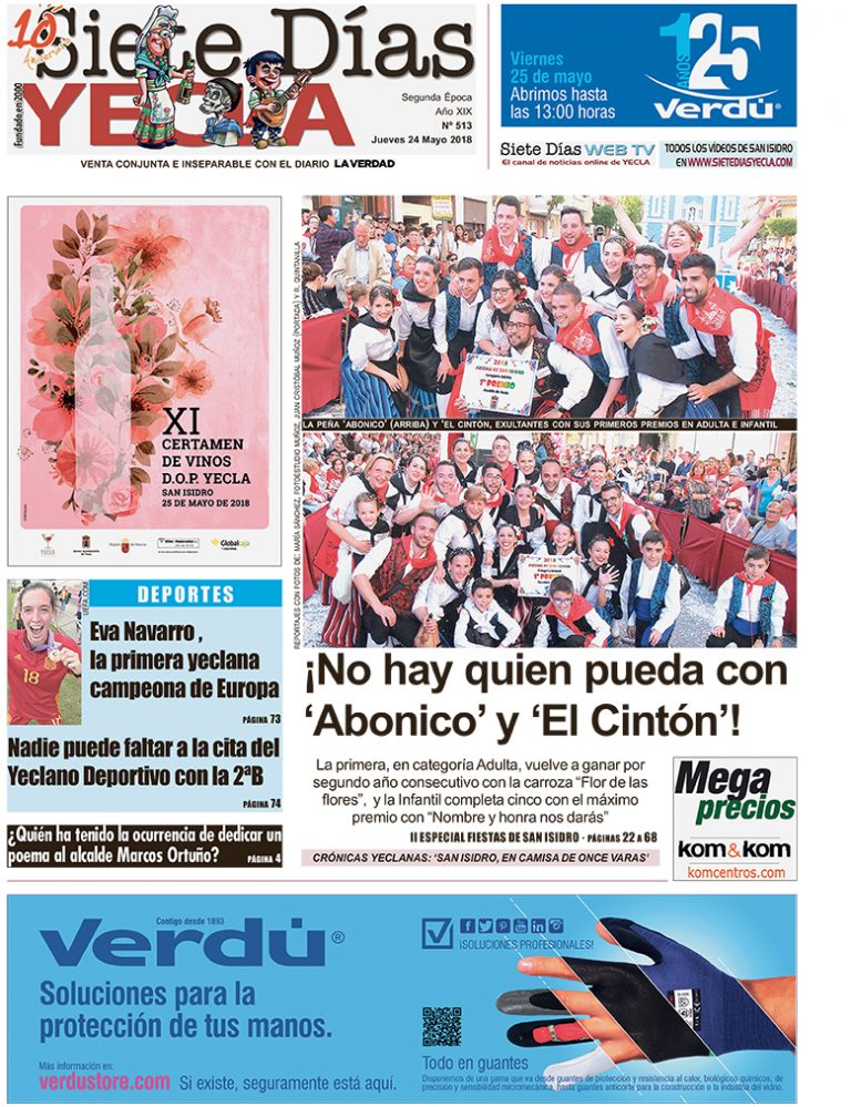 SIETE DÍAS YECLA – Edición nº 513 – Jueves 24 de mayo de 2018