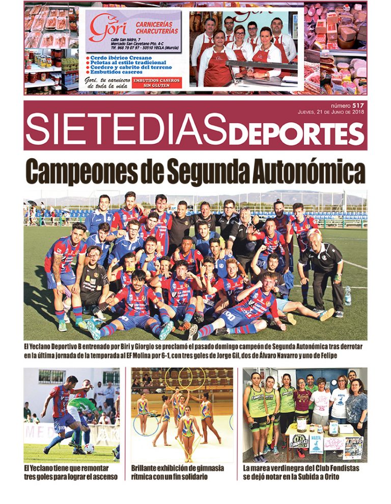 Deportes SIETE DÍAS YECLA – Jueves 21 de junio de 2018