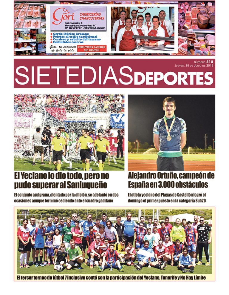 Deportes SIETE DÍAS YECLA – Jueves 28 de junio de 2018