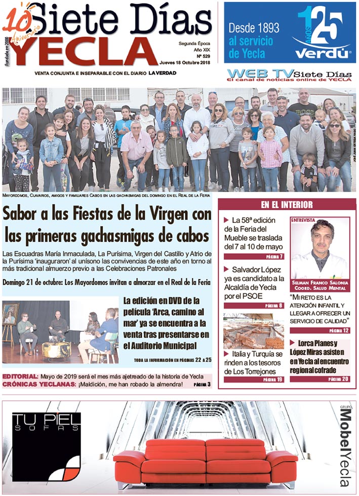 SIETE DÍAS YECLA – Edición nº 529 – Jueves 18 de octubre de 2018