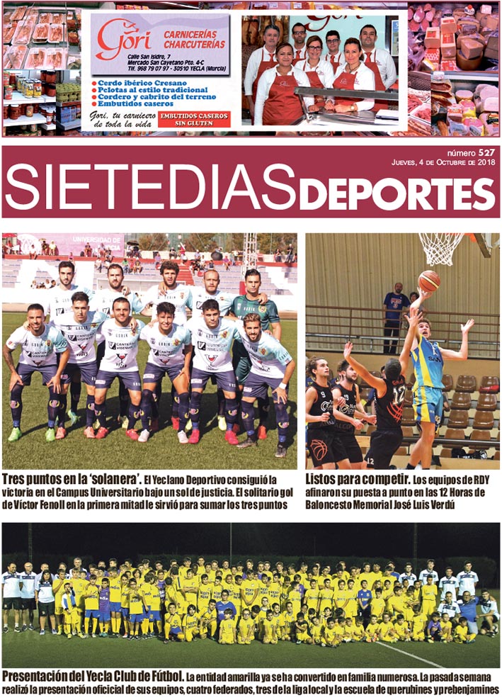 Deportes SIETE DÍAS YECLA – Jueves 4 de octubre de 2018