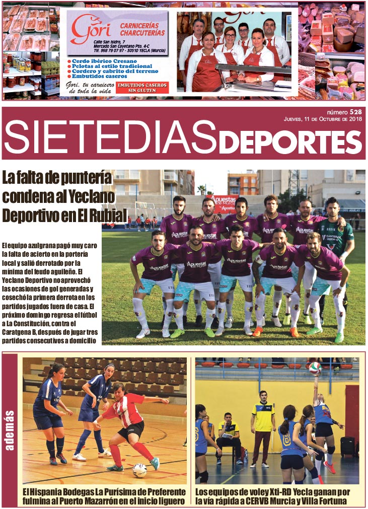 Deportes SIETE DÍAS YECLA – Jueves 11 de octubre de 2018