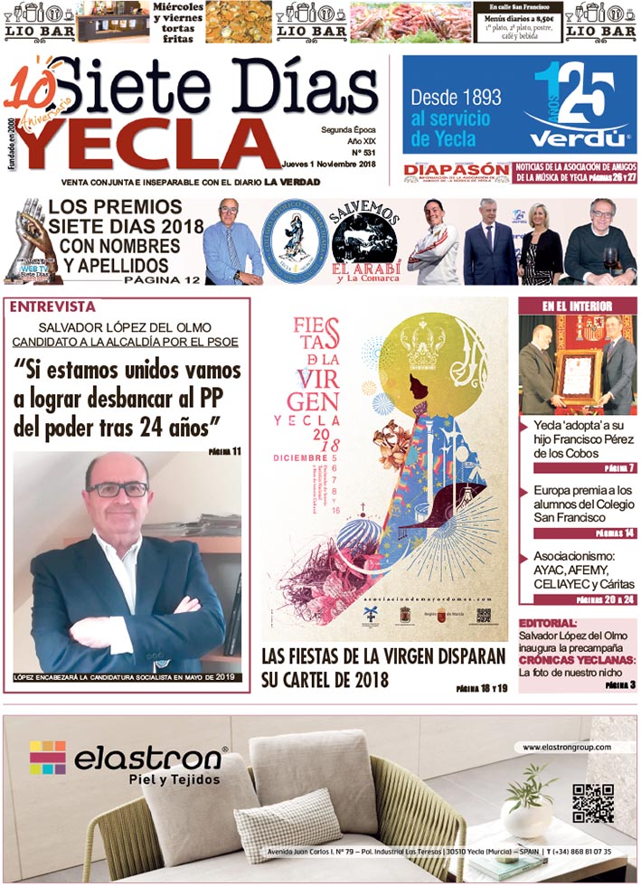 SIETE DÍAS YECLA – Edición nº 531 – Jueves 1 de noviembre de 2018