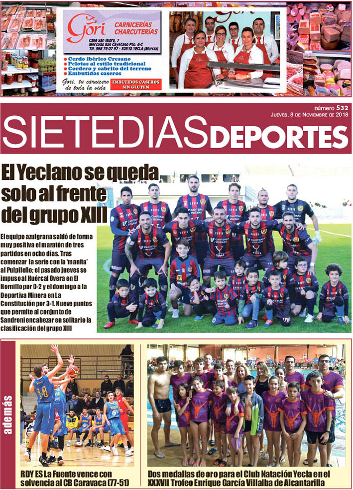 Deportes SIETE DÍAS YECLA – Edición nº 532 – Jueves 8 de noviembre de 2018