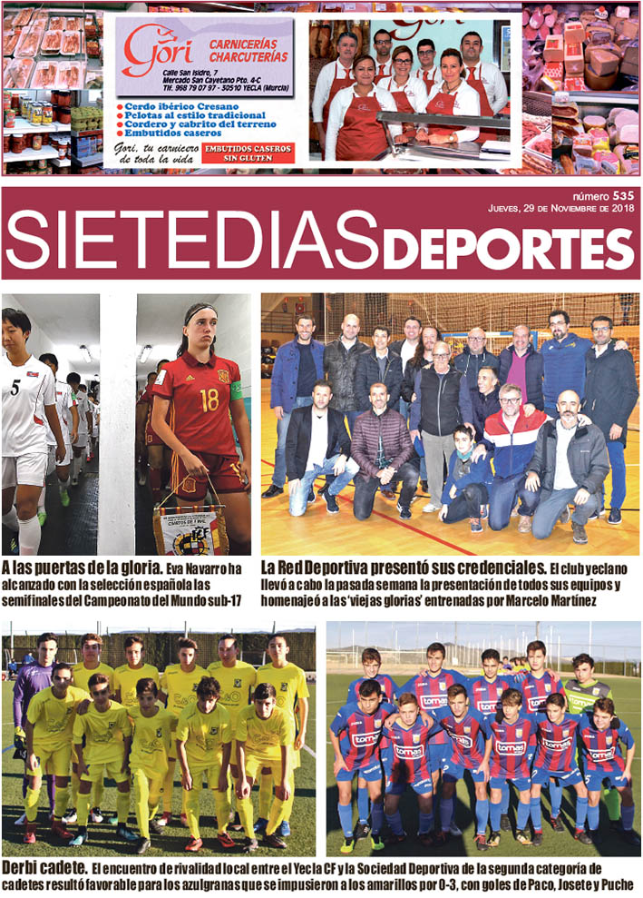 Deportes SIETE DÍAS YECLA – Edición nº 535 – Jueves 29 de noviembre de 2018