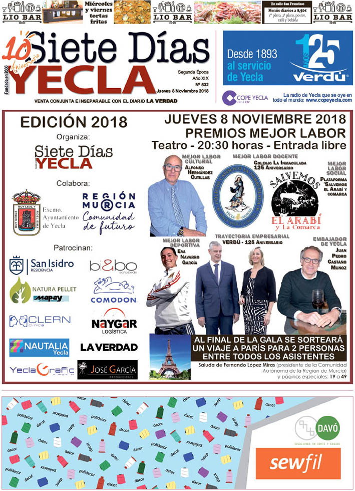 SIETE DÍAS YECLA – Edición nº 532 – Jueves 8 de noviembre de 2018