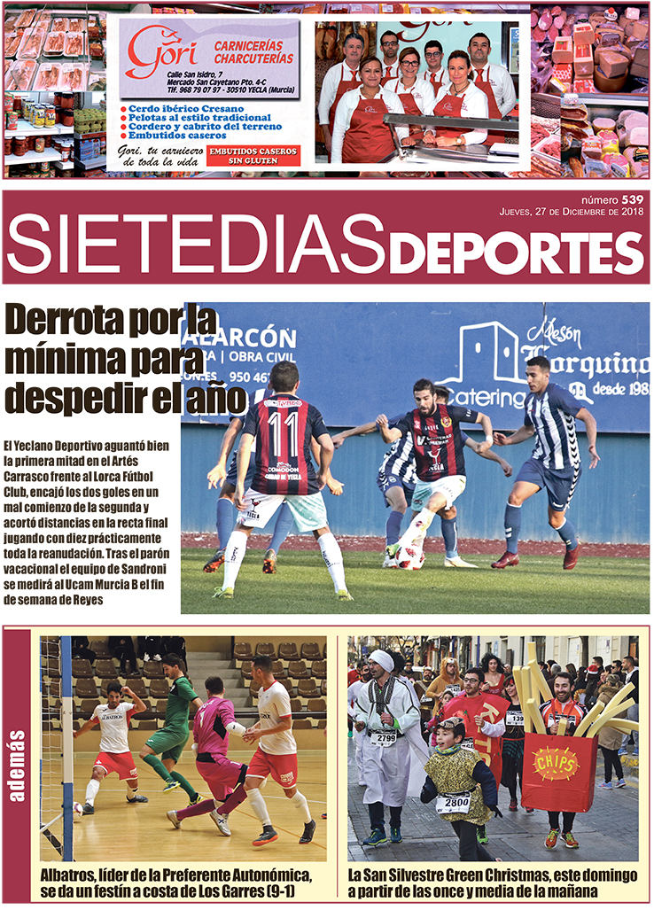 Deportes SIETE DÍAS YECLA – Edición nº 539 – Jueves 27 de diciembre de 2018