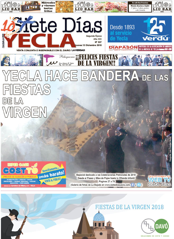 SIETE DÍAS YECLA – Edición nº 537 – Jueves 13 de diciembre de 2018