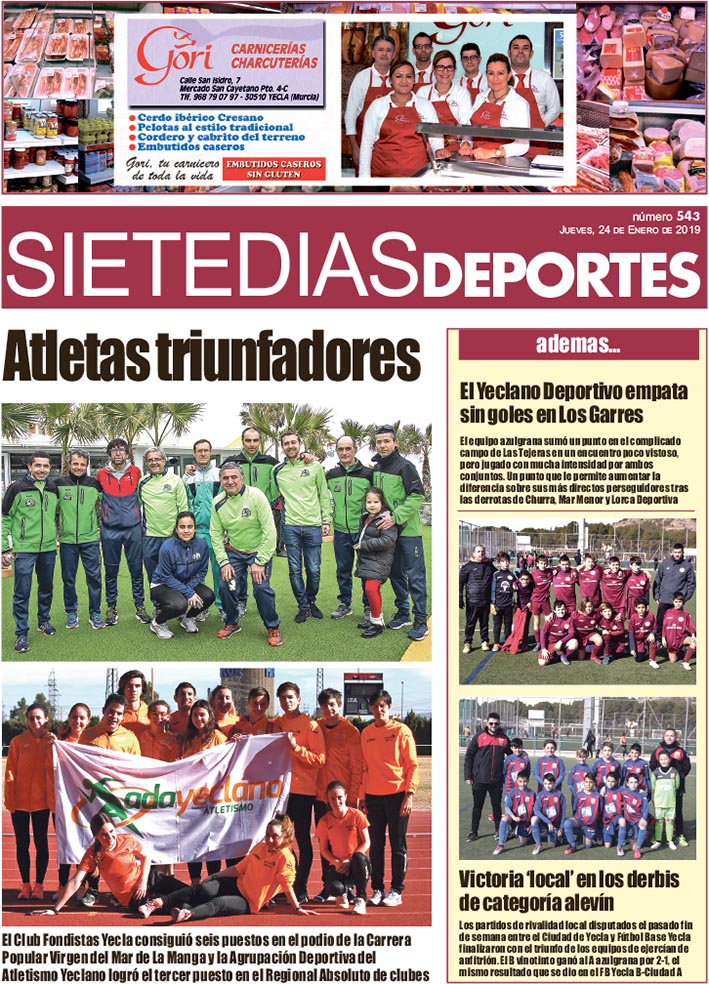 Deportes SIETE DÍAS YECLA – Edición nº 543 – Jueves 24 de enero de 2019