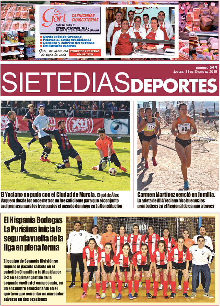 Deportes SIETE DÍAS YECLA – Edición nº 544 – Jueves 31 de enero de 2019