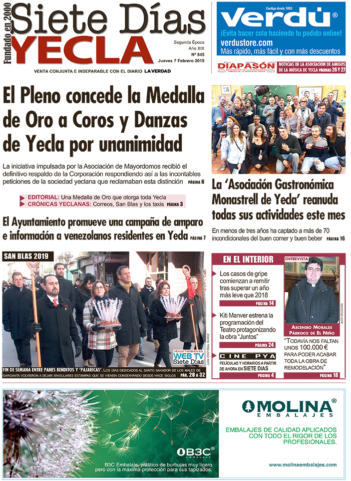 SIETE DÍAS YECLA – Edición nº 545 – Jueves 5 de febrero de 2019