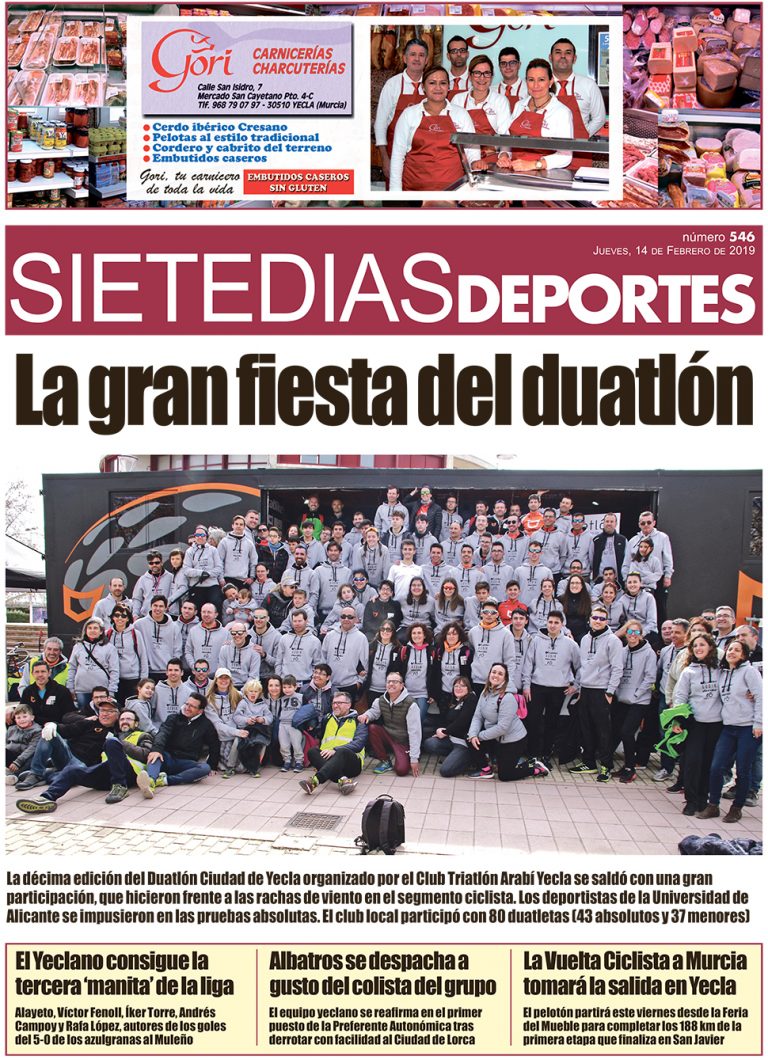 Deportes SIETE DÍAS YECLA – Edición nº 546 – Jueves 14 de febrero de 2019