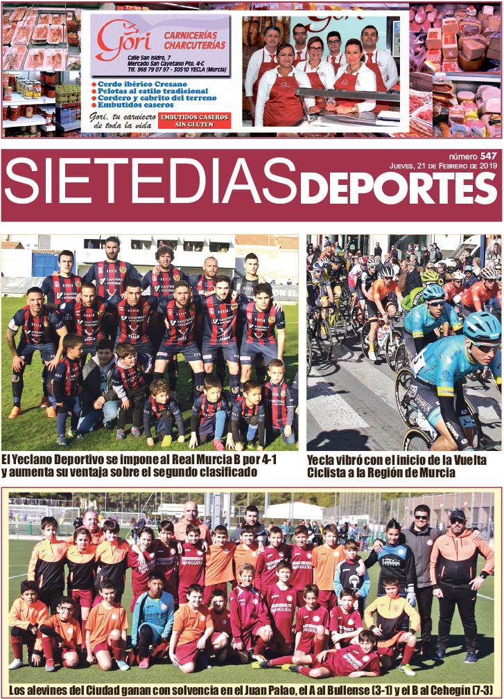 Deportes SIETE DÍAS YECLA – Edición nº 547 – Jueves 11 de febrero de 2019