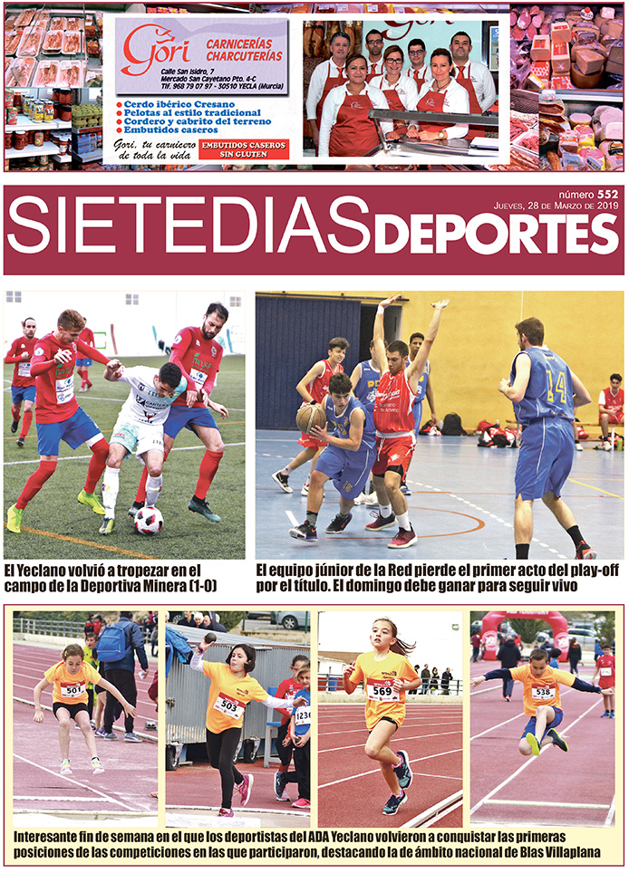 Deportes SIETE DÍAS YECLA – Edición nº 552 – Jueves 28 de marzo de 2019