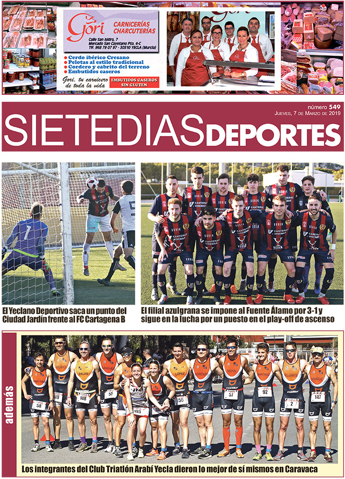 Deportes SIETE DÍAS YECLA – Edición nº 549 – Jueves 7 de marzo de 2019