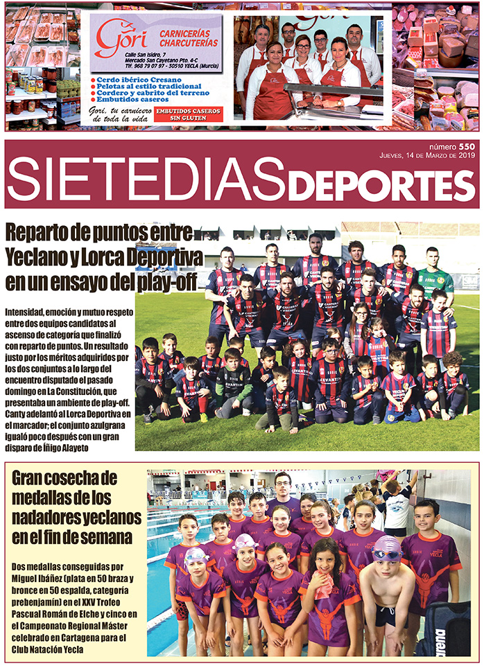 Deportes SIETE DÍAS YECLA – Edición nº 550 – Jueves 14 de marzo de 2019