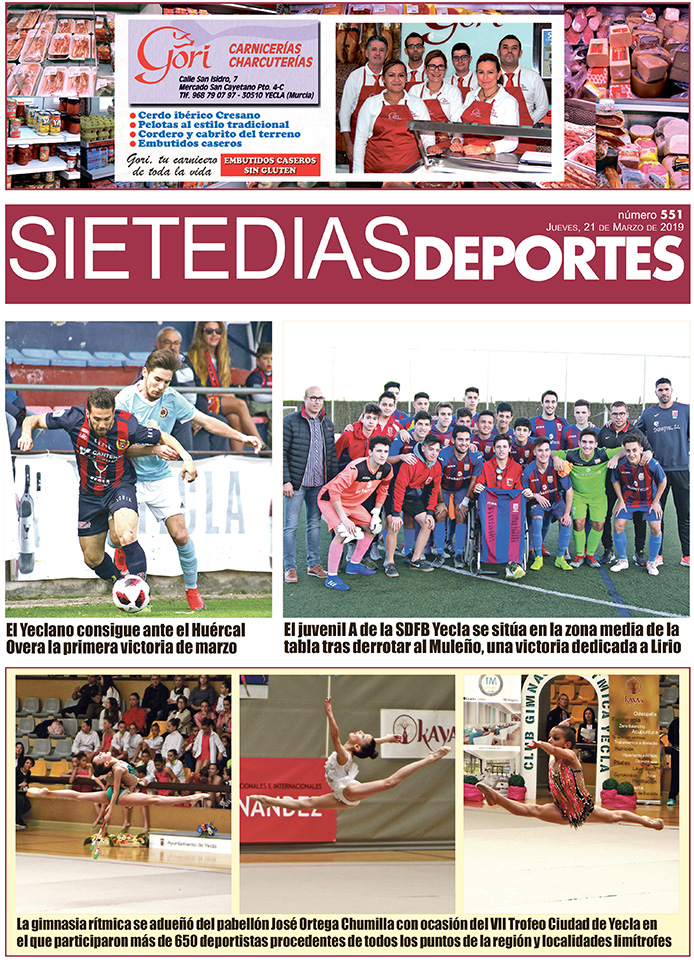 Deportes SIETE DÍAS YECLA – Edición nº 551 – Jueves 21 de marzo de 2019