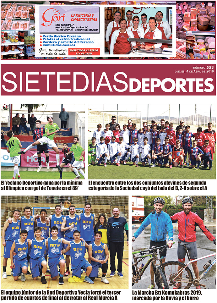 Deportes SIETE DÍAS YECLA – Edición nº 553 – Jueves 4 de abril de 2019