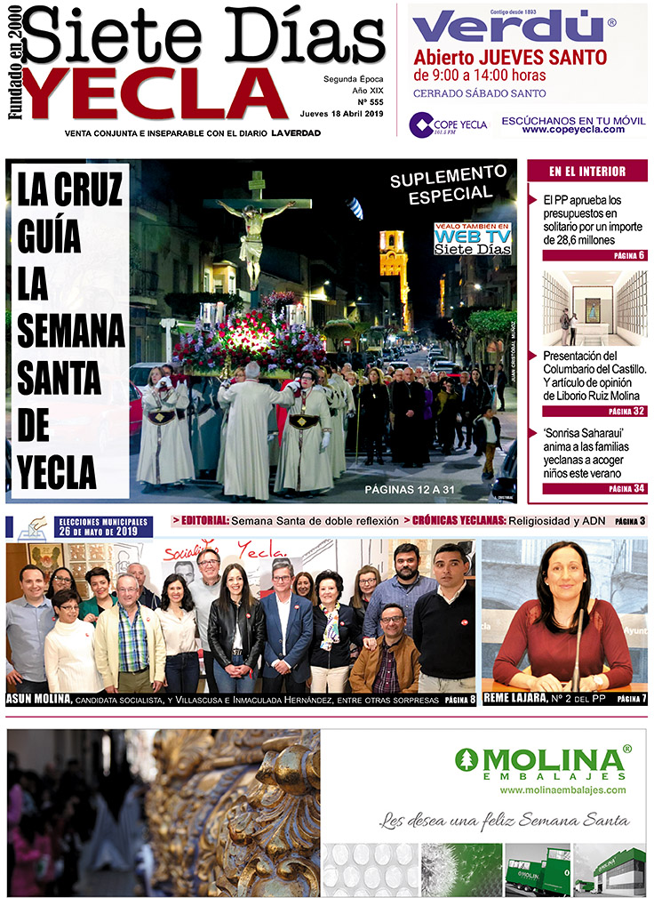 SIETE DÍAS YECLA – Edición nº 555 – Jueves 18 de abril de 2019