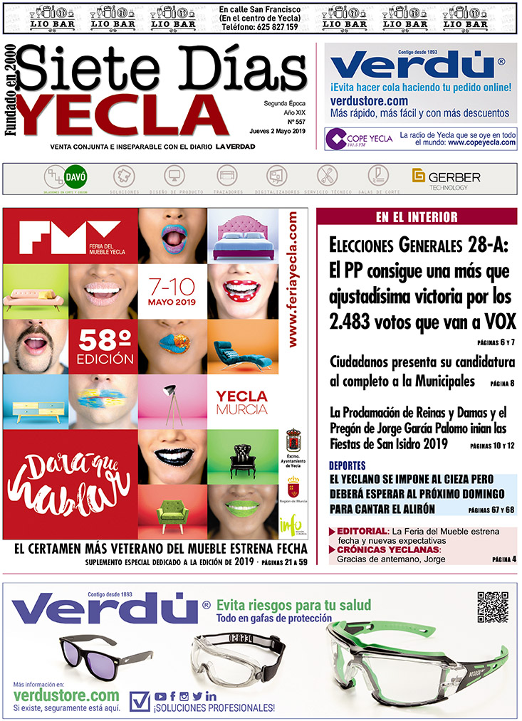 SIETE DÍAS YECLA – Edición nº 557 – Jueves 2 de mayo de 2019