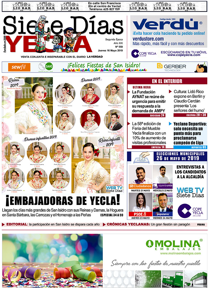 SIETE DÍAS YECLA – Edición nº 559 – Jueves 16 de mayo de 2019