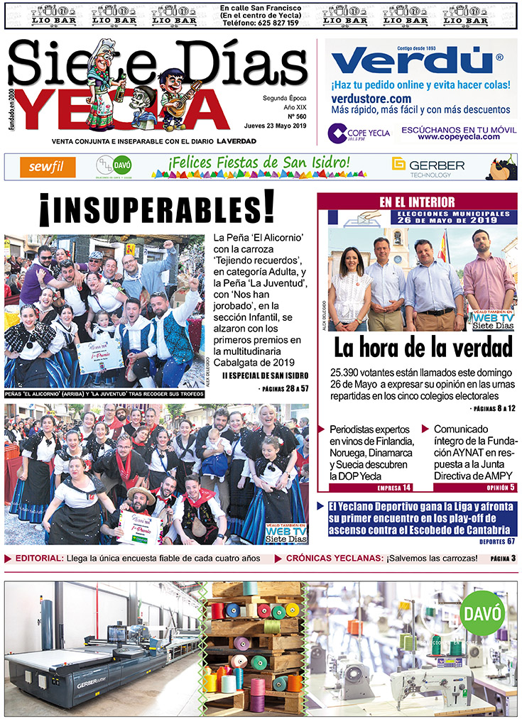 SIETE DÍAS YECLA – Edición nº 560 – Jueves 23 de mayo de 2019