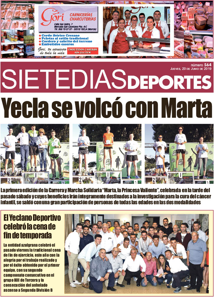 Deportes SIETE DÍAS YECLA – Edición nº 564 – Jueves 20 de junio de 2019