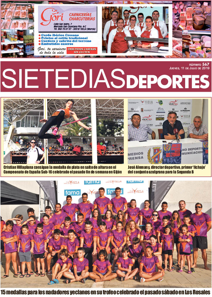 Deportes SIETE DÍAS YECLA – Edición nº 567 – Jueves 11 de julio de 2019