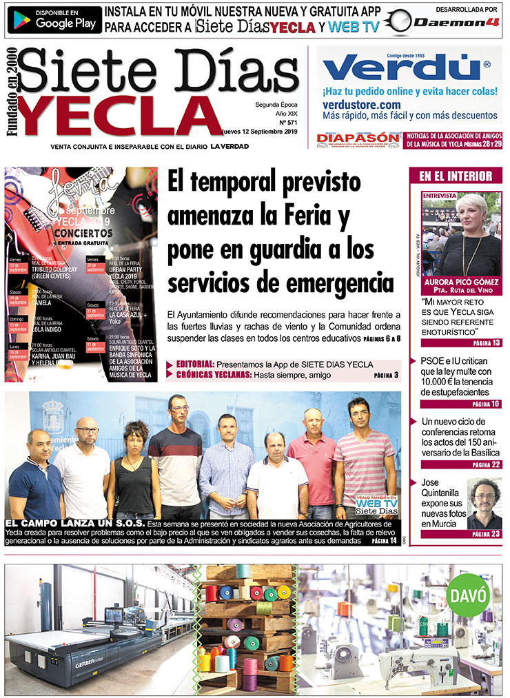 SIETE DÍAS YECLA – Edición nº 571 – Jueves 12 de septiembre de 2019