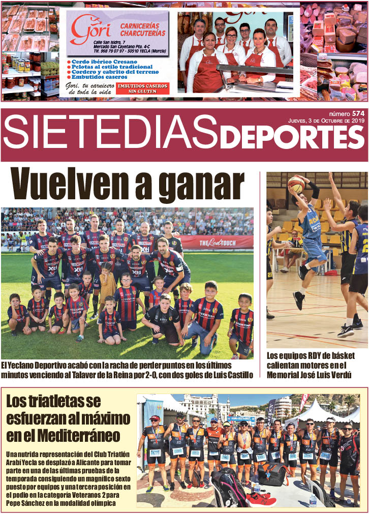 Deportes SIETE DÍAS YECLA – Edición nº 574 – Jueves 3 de octubre de 2019