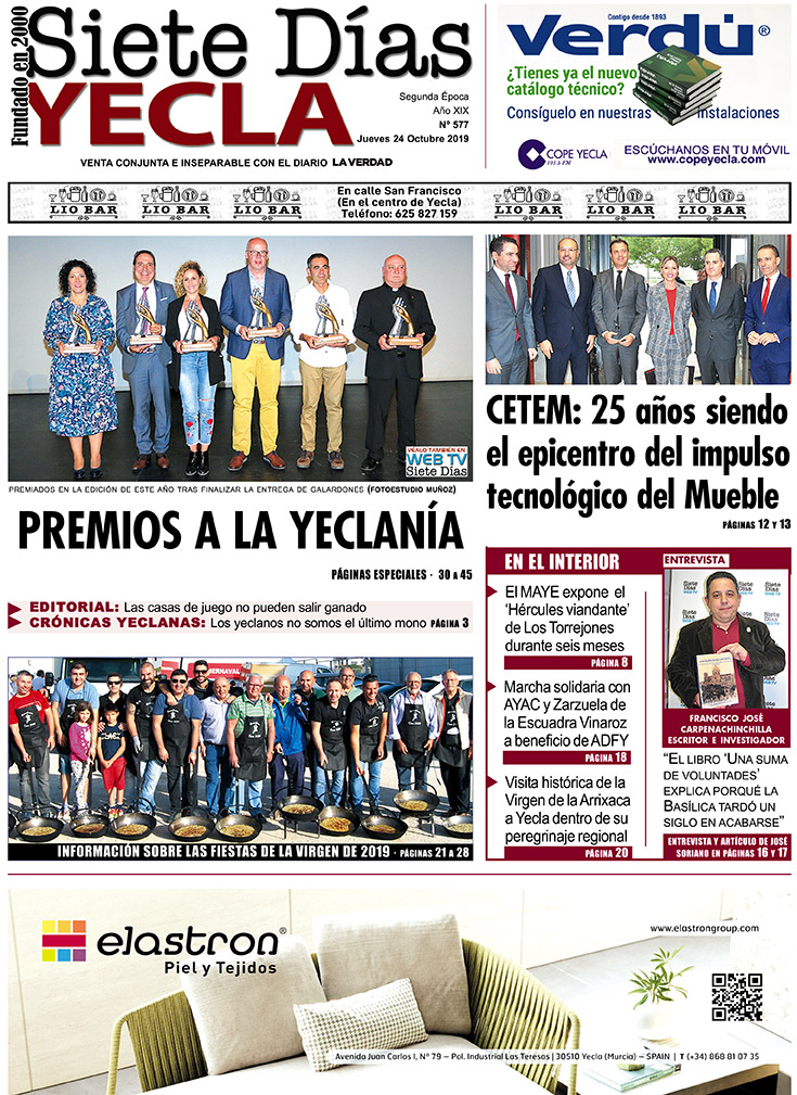 SIETE DÍAS YECLA – Edición nº 577 – Jueves 24 de octubre de 2019