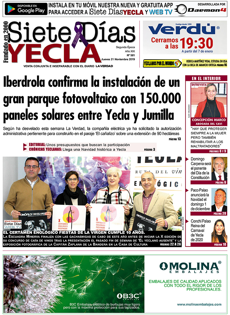 SIETE DÍAS YECLA – Edición nº 580 – Jueves 14 de noviembre de 2019