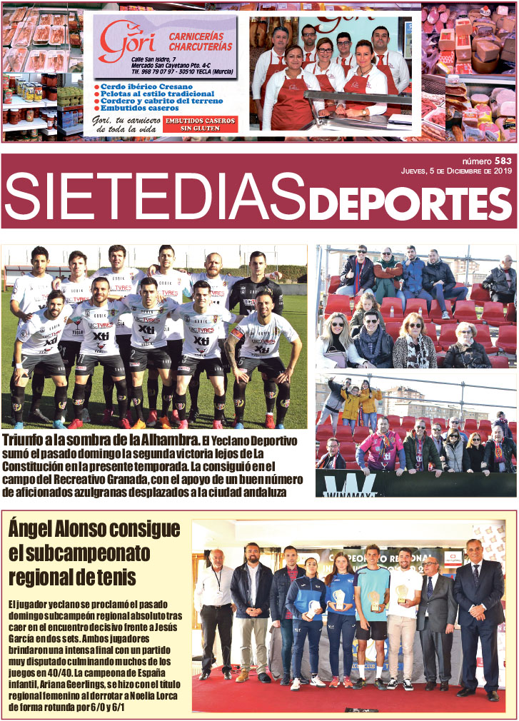 Deportes SIETE DÍAS YECLA – Edición nº 583 – Jueves 5 de diciembre de 2019