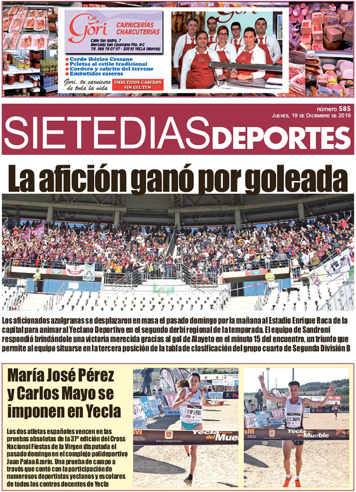 Deportes SIETE DÍAS YECLA – Edición nº 585 – Jueves 19 de diciembre de 2019