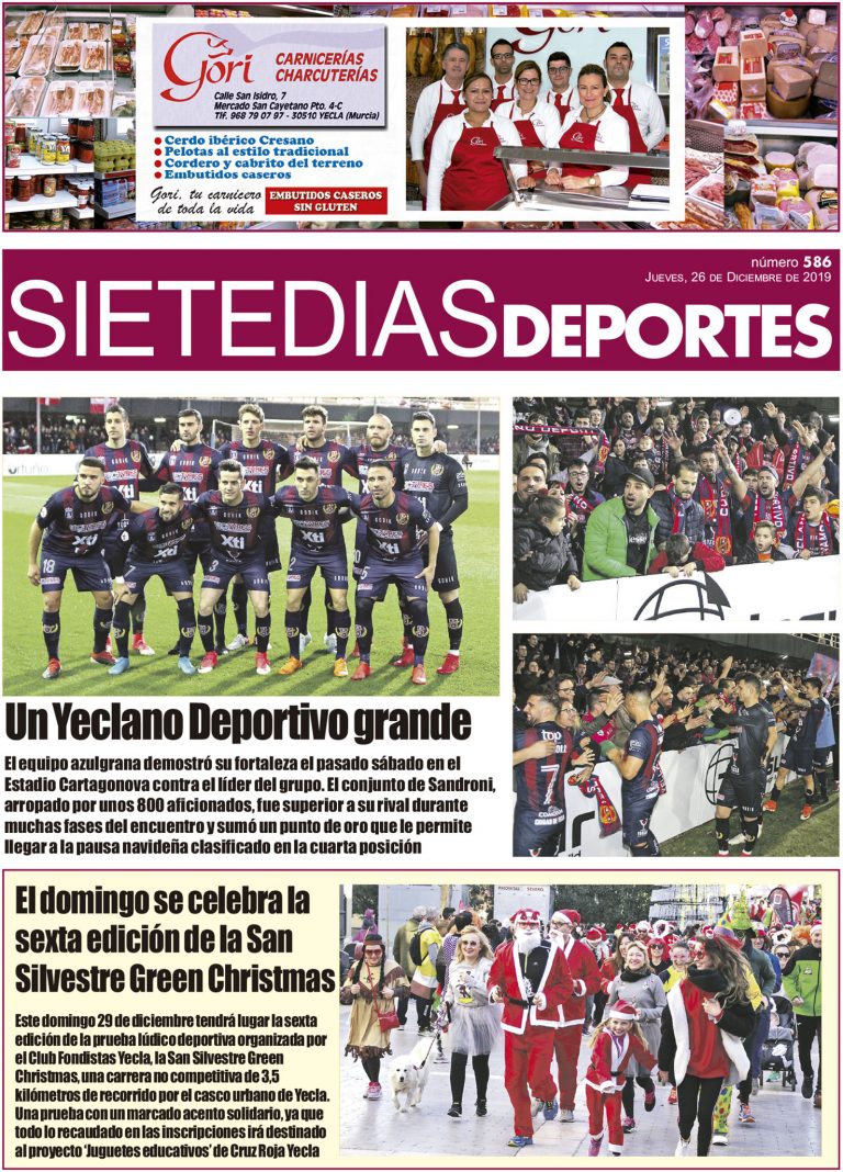 Deportes SIETE DÍAS YECLA – Edición nº 586 – Jueves 26 de diciembre de 2019