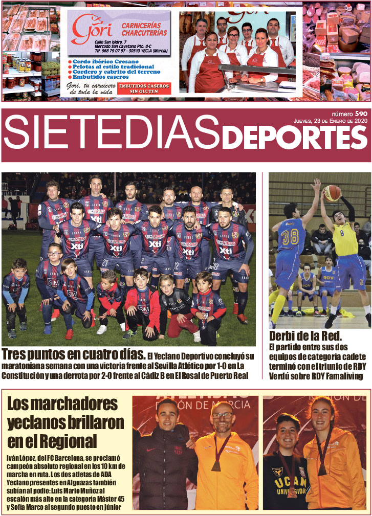 Deportes SIETE DÍAS YECLA – Edición nº 590 – Jueves 23 de enero de 2020