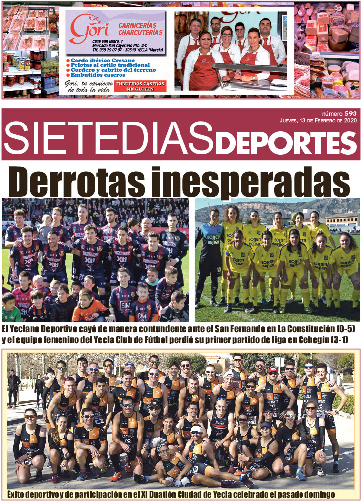 Deportes SIETE DÍAS YECLA – Edición nº 593 – Jueves 13 de febrero de 2020