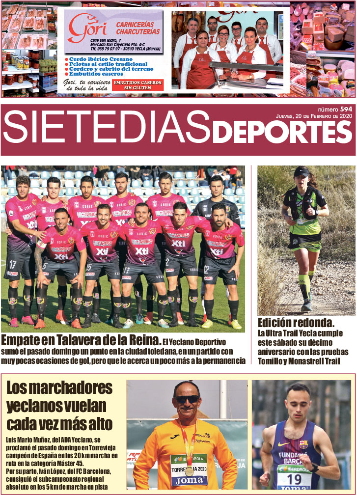 Deportes SIETE DÍAS YECLA – Edición nº 594 – Jueves 20 de febrero de 2020