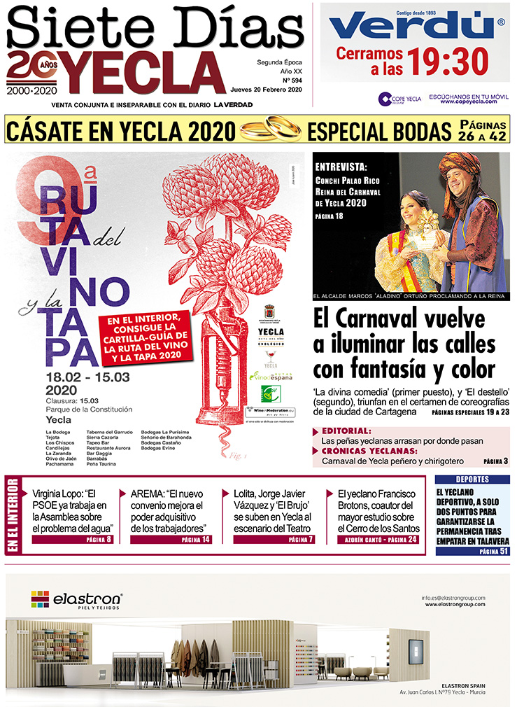 SIETE DÍAS YECLA – Edición nº 594 – Jueves 20 de febrero de 2020