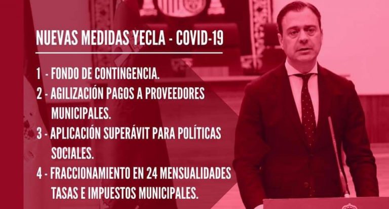 El Ayuntamiento toma medidas económicas para frenar el impacto de esta crisis sanitaria en Yecla