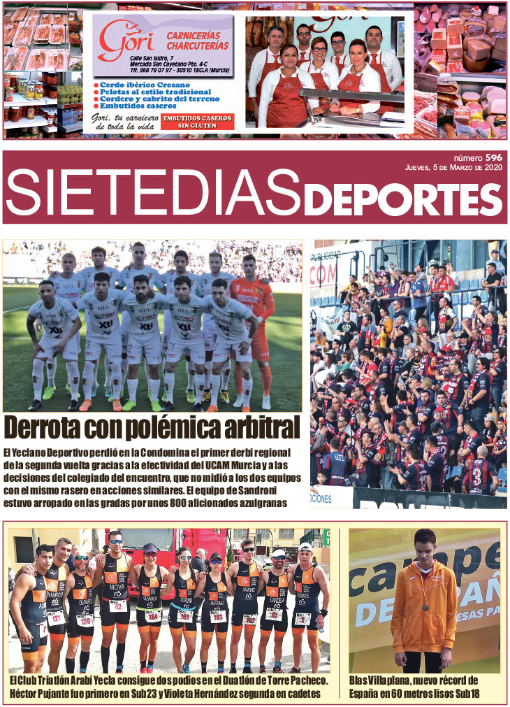 Deportes SIETE DÍAS YECLA – Edición nº 596 – Jueves 5 de marzo de 2020